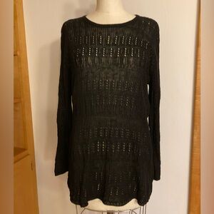 Chaus Charcoal Knit Top Linen Silk